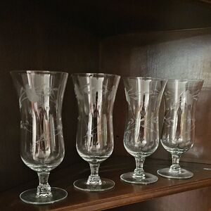 Princess House Etched Glass Goblets Set